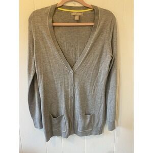 Merino Wool Blend Banana Republic 2 Pocket Grey Cardigan Size M